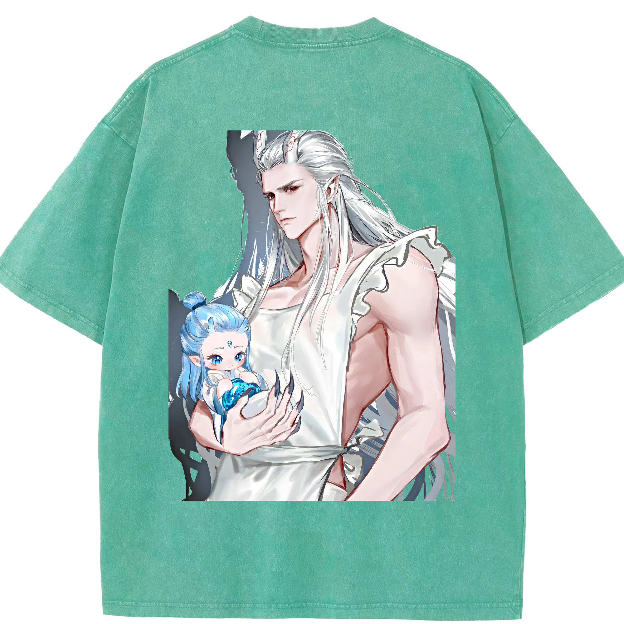 （画像用） Ne Zha 2 ナタ 魔童の大暴れ 綿100% ヴィンテージ風 半袖Tシャツ（背面プリント）